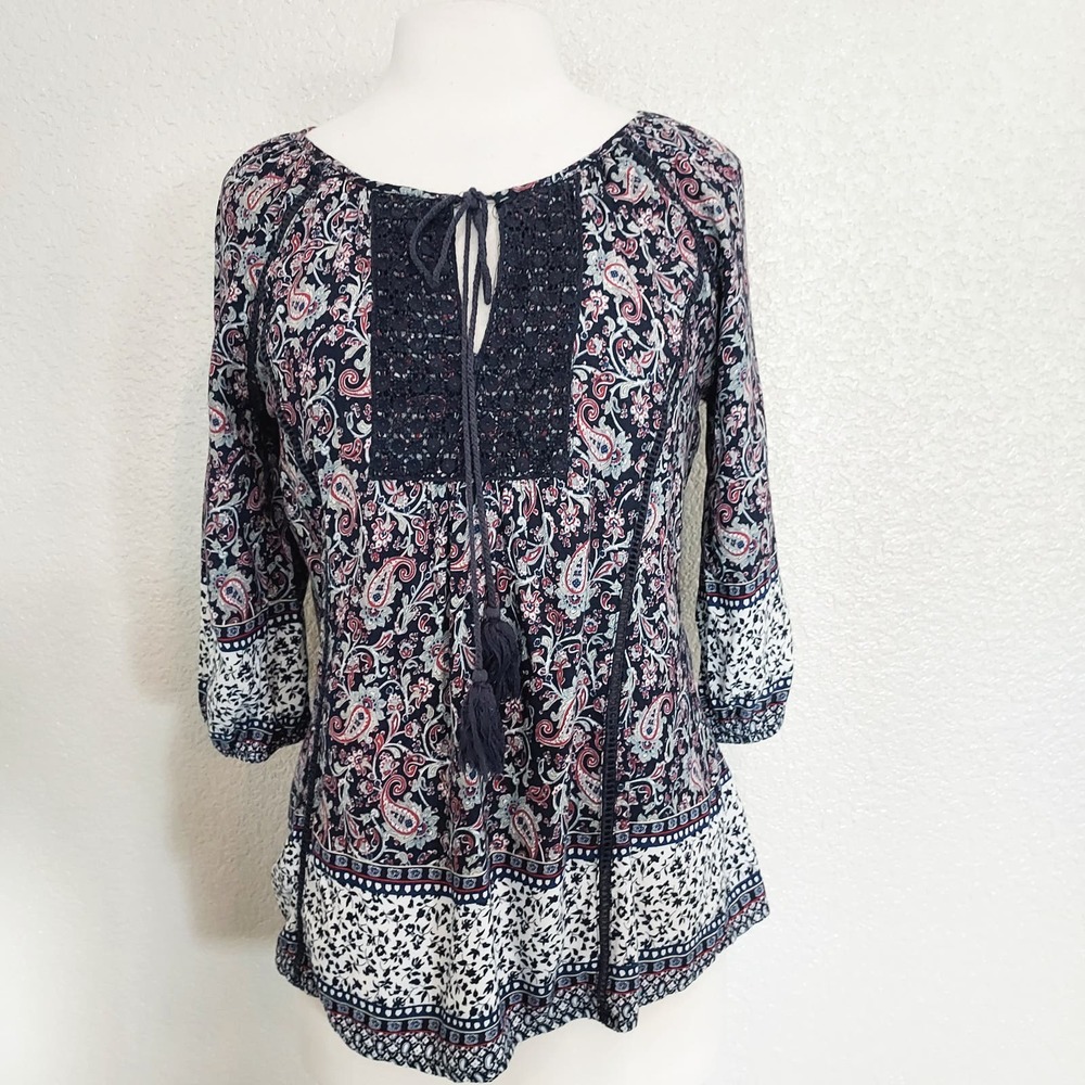 Solitaire Blue Paisley Tunic Size Medium